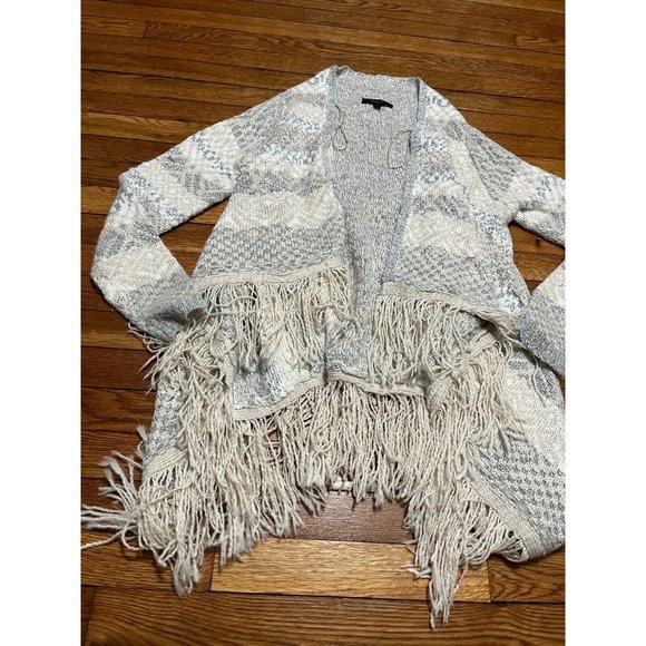 Romeo & Juliet Couture Open Front Cardigan Sweater Womens Size Medium Gray White - Picture 2 of 5